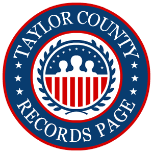 A round, red, white, and blue logo with the words 'Taylor County Records Page' in relation to the state of Georgia.